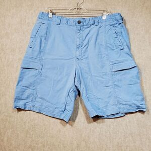 Tommy Bahama Shorts Mens 38 Blue Cargo Regular Fit Flat Front Embroidered Logo
